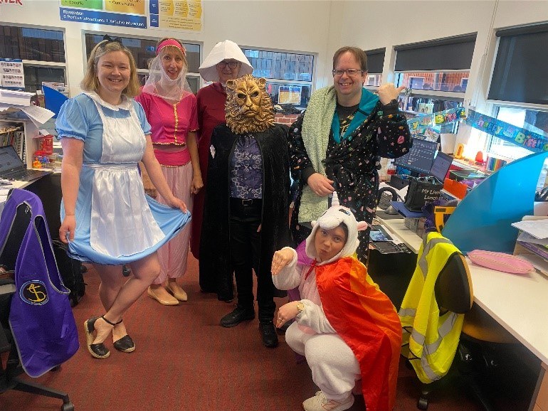 Students and staff enjoying book week activities