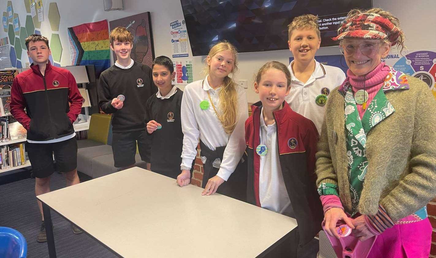 Larissa MacFarlane with Bayview Students