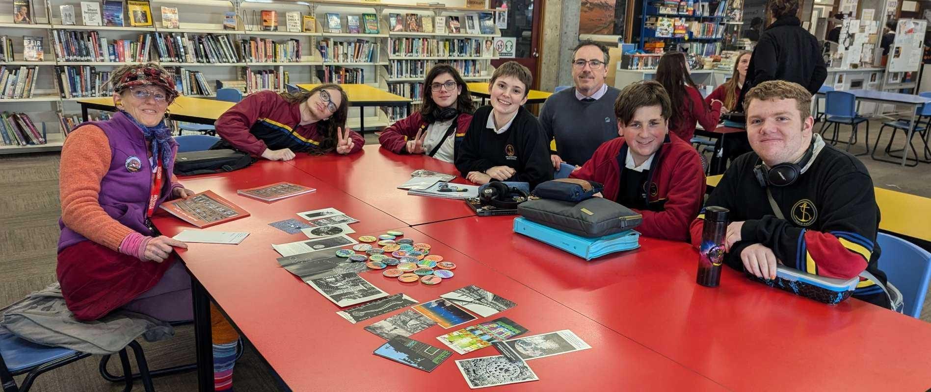 Larissa MacFarlane with Pasco Students and Mr Daniel Pearce