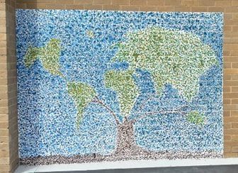 Tree and world map mural