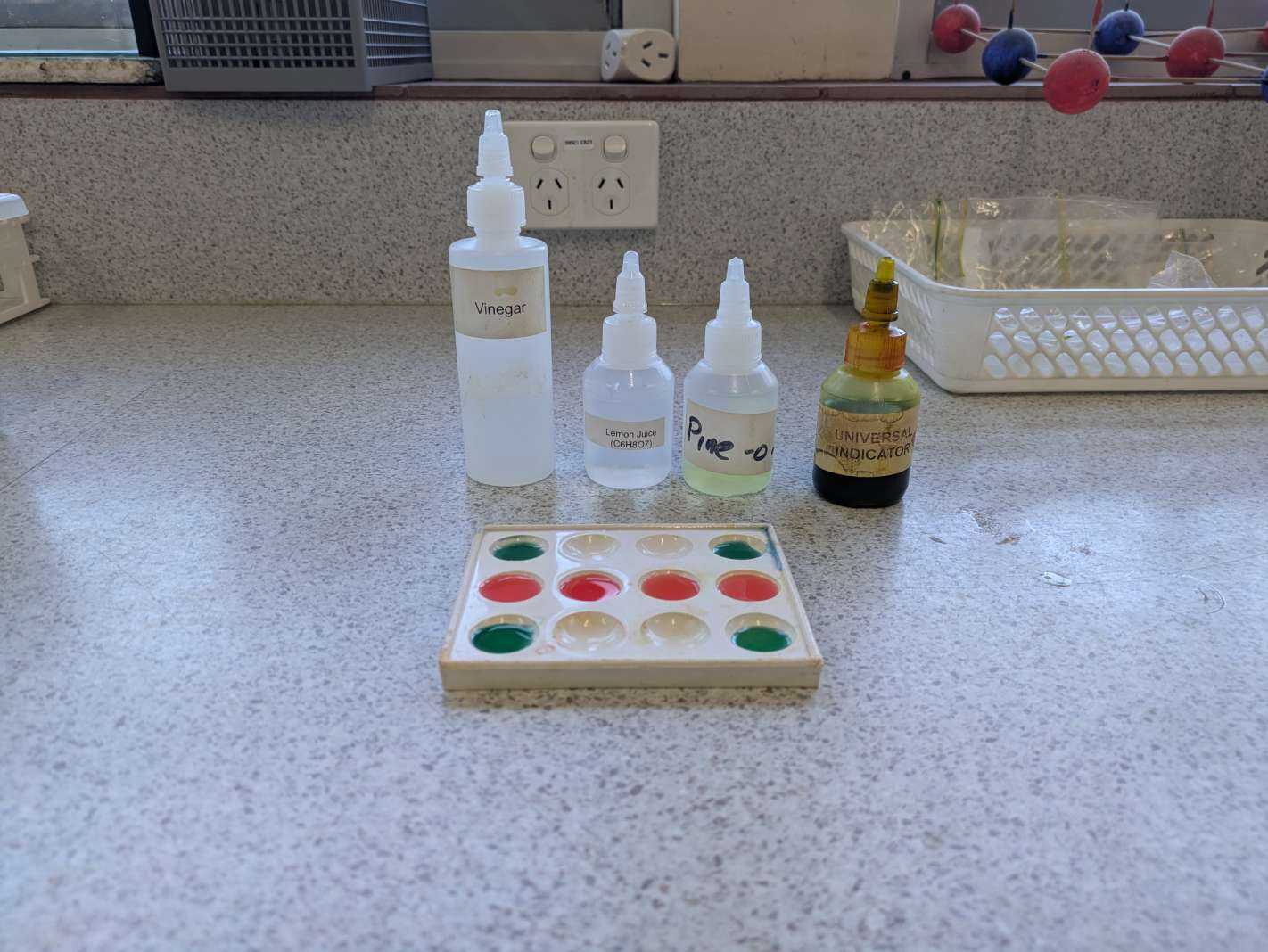 Year 9 students conduct an experiment to test the pH of different solutions.