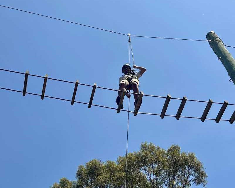Scaling the high ropes at camp