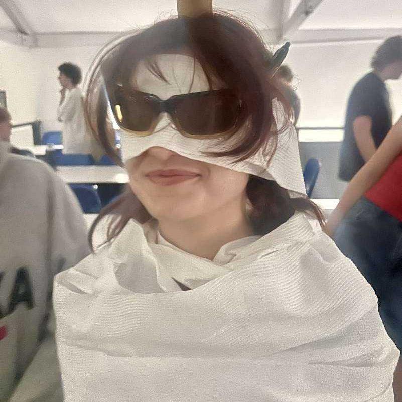 using the toilet roll to good effect after creating an Egyptian mummy at camp