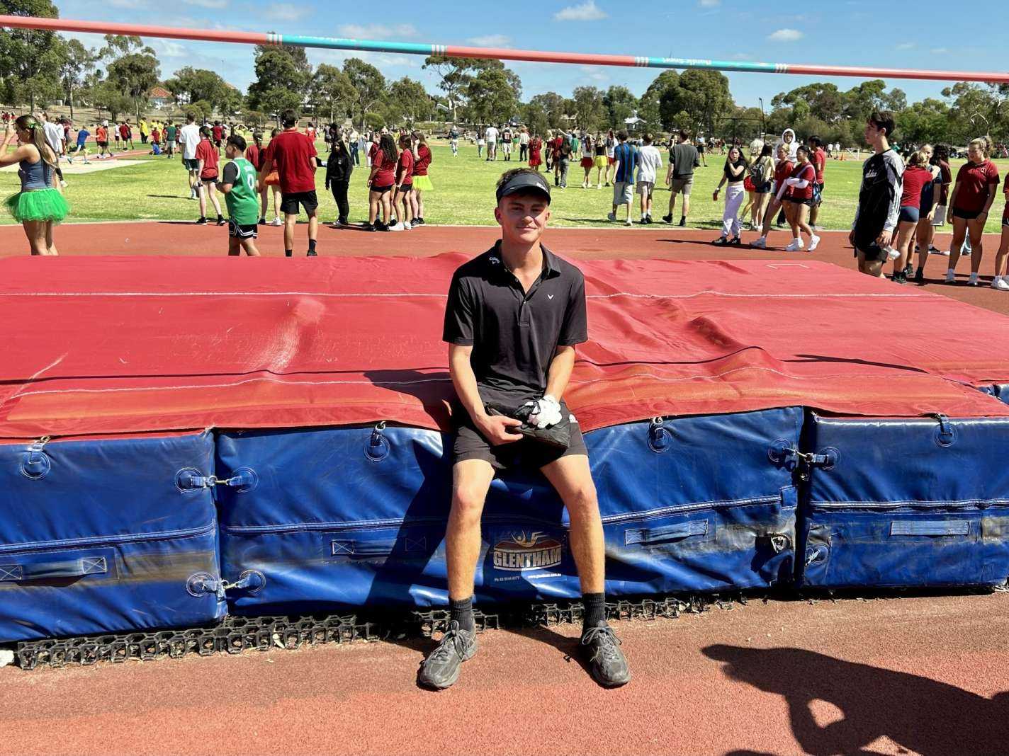 Jack Thurston after jumping 1.91m in the high jump at the Athletics Carnival