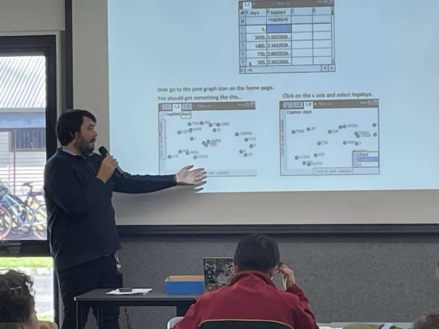 Mr Craig presenting at the maths masterclass