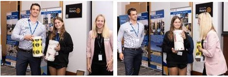 Bayview Assistant Campus Principal Tyson Hartwig and Year 9 student Gabriela Blaszczyk accepting our time capsules.