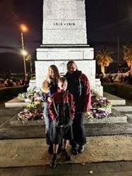 Jack Lunt, Isla Skinner and Imogen Hickman at the ANZAC Day service.